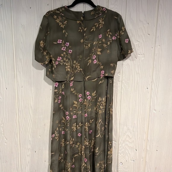 Karen STEVENS Short Sleeve Maxi Dress Cloth buttons Peter Pan Collar size 4 - Picture 9 of 14